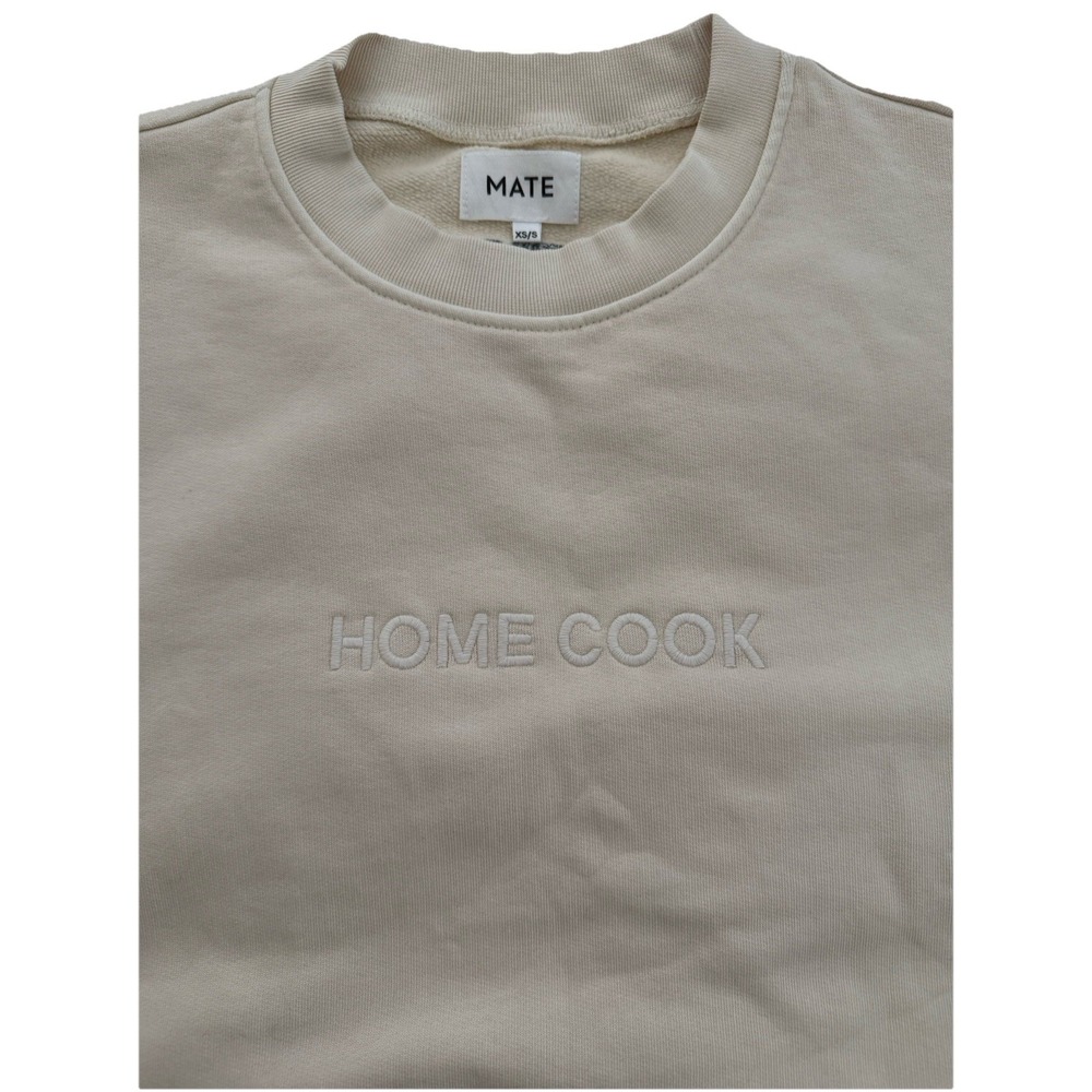 Mate The Label Oversized Organic Cotton Crewneck Embroidered Small Lounge Cream - Picture 2 of 13